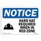 Signmission OSHA Sign, Hard Hat Required When In Red Zone With, 14in X 10in Aluminum, 14" W, 10" H, Landscape OS-NS-A-1014-L-13251 - alternate 1